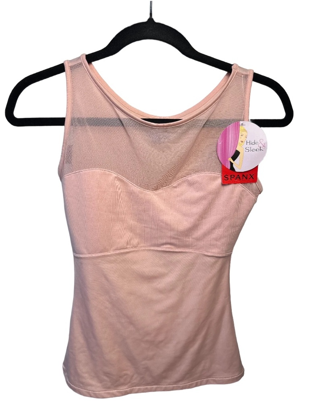 Spanx NWT Hide & Sleek Light Pink Nude Mesh Tank Camisole Shapewear Top Medium
